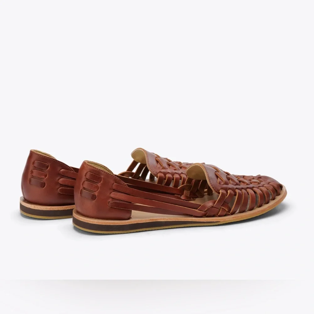 SOLD NEW NISOLO Womens Huarache Leather Sandals In Brandy $138 MSRP - Picture 3 of 13